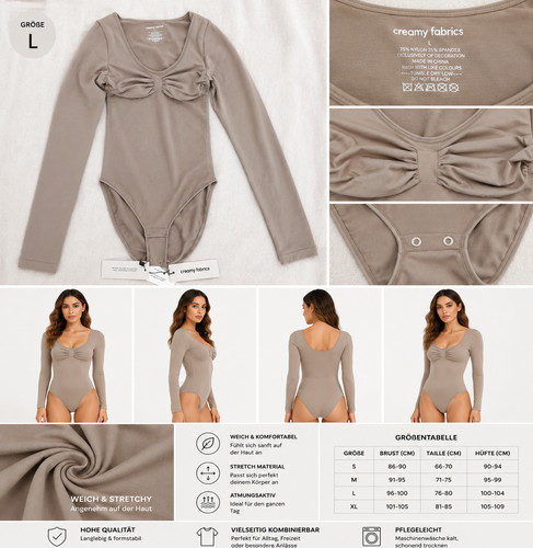 Creamy fabrics damen body - creamy,