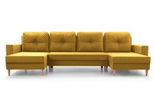 Wohnlandschaft Ecksofa U-Form mit Schlaffunktion Couchgarnitur Couch CARL U Gelb