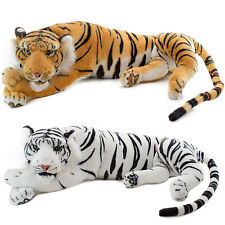 BRUBAKER Plüsch Tiger 60cm Weiß oder Braun Plüschtiger Stofftiger Kuscheltiger