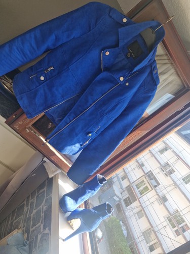 Damen wildlederjacke blau - damen,