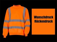 Warnschutz Sweatshirt neon orange Warn Schutz Pullover mit Werbung Firmenname