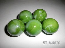 5 Murmeln Pilz aus Glas, grün