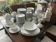 Geschirr Set Ess- und Kaffee Service Uni Weiß für 24 Personen gesamt 160 Teile