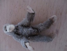 Steiff alter Affe Jocko? weiß bespielt 10 cm Logo im rechten Fuss