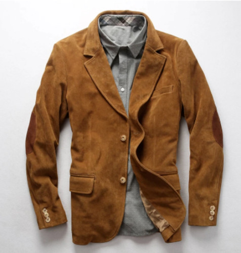 Brauner leder blazer herren - brauner,