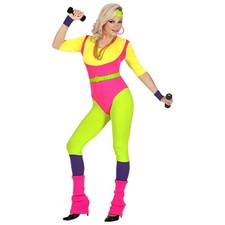 80er Damen-Kostüm Fitness-Trainerin Aerobic Tänzerin Outfit Step-Aerobic Overall