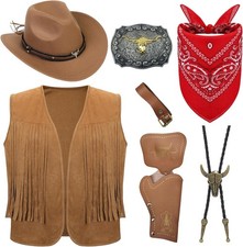 Cowboy Kostüm Zubehör Set Herren L – Western Outfit mit Hut Weste Bandana Gürtel