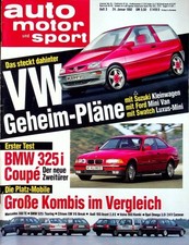 1) Auto Motor Sport AMS 03/1992 - BMW 325i Coupe E36 mi - VW Vento VR6 mit 174P