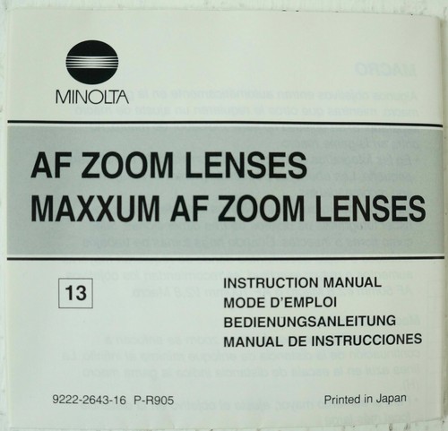 Minolta zoom lenses - -,
