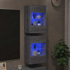 2x Wandschrank LED Grau Sonoma