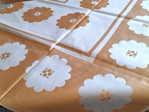 Mako damast tischdecke braun - damast,