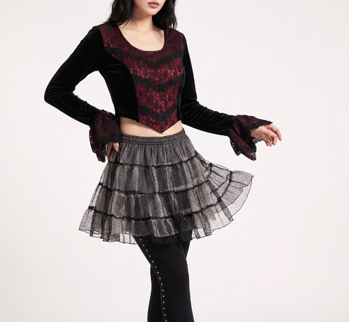 Samtbluse spitze corsagenlook - spitze,