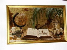 Bild Gobelin-Petit Point Stickerei mit hochwertigen Goldrahmen Top super