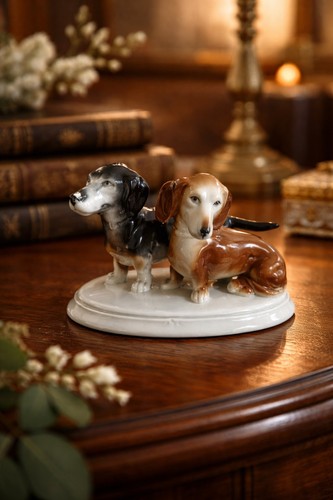 Porzellan hundefiguren - porzellan-hundefiguren, (paar)