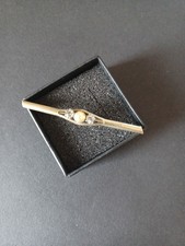 Antike Stabbrosche Strasssteine und Perle, Double Stempel 5,4 x 0,5 cm, Vintage