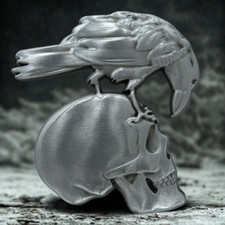 Schädel mit Krähe Anstecker