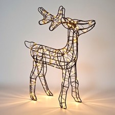 LED Rentier schwarz 45 cm mit Timer - 120 LED - Weihnachten Deko Figur warm weiß