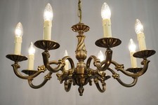 antik klassischer  8 fl Kronleuchter Deckenlampe Lüster Messing  ca.1970