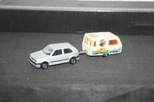 Alter Seltener Majorette VW Golf 3 Nr 264 + Wohnwagen Spielzeug Modellauto 1/60