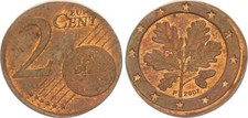  Fehlprägung 2 Cent 2007 F auf 1 Cent Rohling !!! prägefrisch   64829