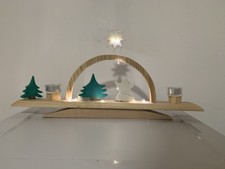 Weihnachtsbogen Schwibbogen  Holz 55x27 mit LED und Teelichter 