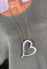 NEU lange Halskette XL HERZ  Anhänger Modeschmuck lagenlook  SILBER  80 cm