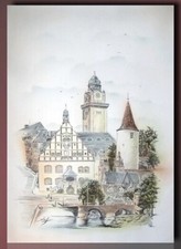 Original“Plauen“sign.S.Kreft Chemnitz Grafik Zeichnung Gemälde Stadtansichten