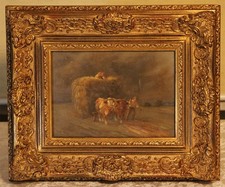 Josef SÜHS (1892-1961) kleines Ölgemälde Heuernte Münchner Schule