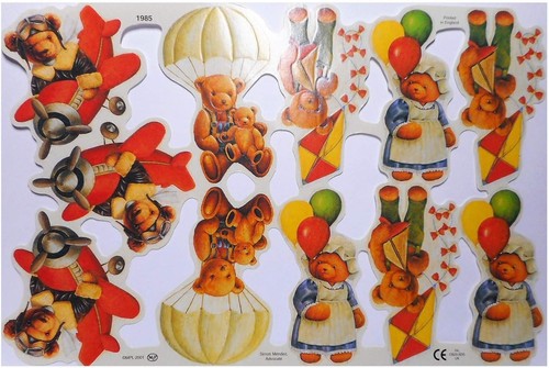 Glanzbilder teddy fallschirm - teddy,