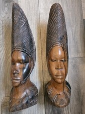Afrikanische Skulpturen Büsten Kopf Ebenholz 70er