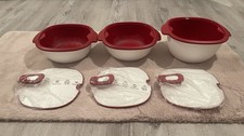 Tupperware Allegra Warmie Tup Weiss/Rot Im 3er Set Sieb Und Deckel 2,4l & 3,4l
