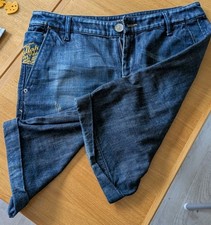 Killah Jeansshorts W30 – Made in Italy Vintage Denim, gelbe Stickerei