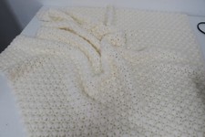 Babydecke - Decke - Plaid  Kinderwagendecke 80 x 90 cm, Creme - Weiß -Handarbeit