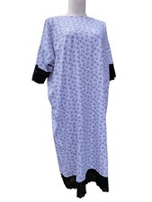 Schäfchen Nachthemd weiß knöchellang Baumwolle Elasthan 50/52 schwarze Spitze 