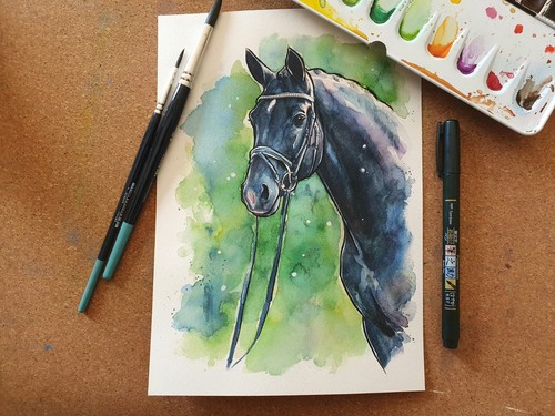 Aquarell totilas portrait - aquarell,