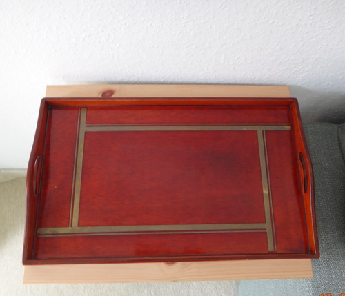 Vintage holz tablett mit - vintage,