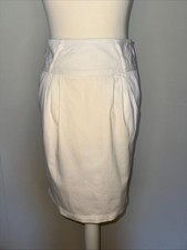 Bleistiftrock Tulpenform Weiß Baumwolle Feincord Knielang Gr. 36 Neu