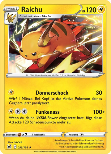 Pokemon raichu lor 053 196 - pokemon,
