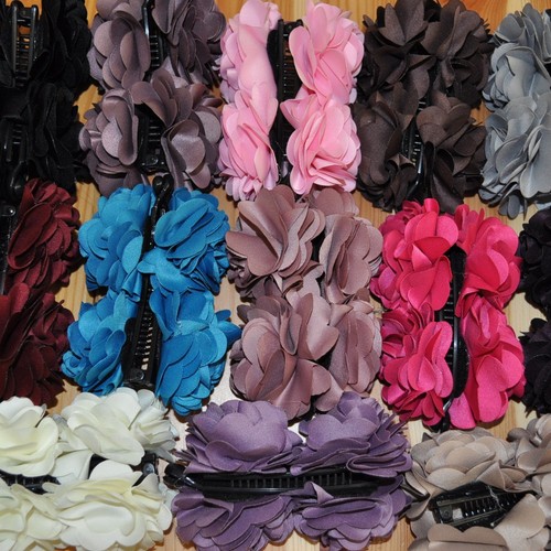 Haarklammer blumen satin - haarklammer,