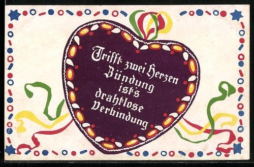 Herz mit schriftzug trifft - ak,