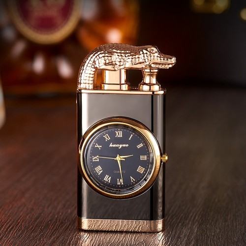 Gas feuerzeug mit uhr - uhr, luxus