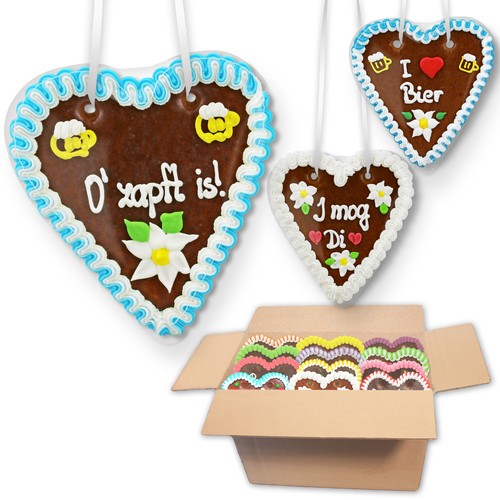 Lebkuchenherz mischkarton 18cm - mischkarton,