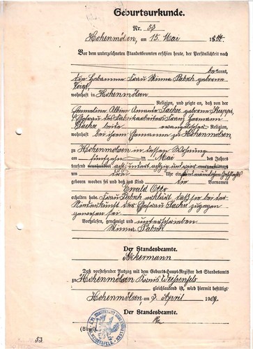 Geburtsurkunde - x1-,