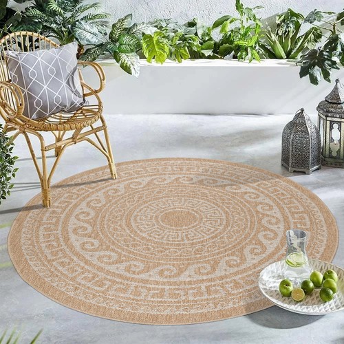 Runder outdoor teppich beige - outdoor,