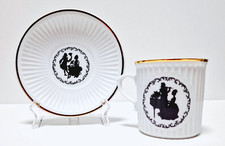 Original Bohemia Porzellan - Becher & Untertasse - Schattenspiel Barock Dekor