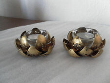 2 Windlichter Seerose Metall Glas Teelicht-Halter
