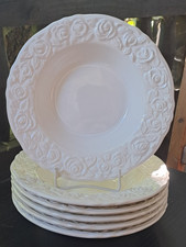 6 Stück Suppenteller Franco Giorgi by Quadrifoglio Rosen Service Italien Vintage