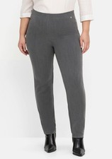 sheego Damen Hose Schmal Gerade Dehnbund anthrazit meliert NEU