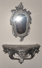 Wand Spiegel silber umgearbeitet ASYMETRISCH HOLZ??? Wandkonsole Kunststoff Silb