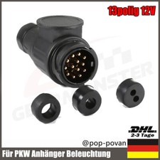 13 polig 12V Anhängerstecker Kunststoff Stecker Für PKW Anhänger Beleuchtung